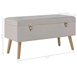 vidaXL Banc avec compartiment de rangement 80 cm Gris Velours pas cher