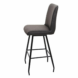 Mendler Tabouret de bar HWC-H72, tabouret de comptoir, repose-pieds tissu/textile en acier ~ gris-brun