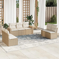 vidaXL Salon de jardin avec coussins 7 pcs beige résine tressée 