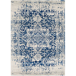 Surya AGATHE - Tapis vintage, Bleu foncé, Gris clair et Beige - 120x170cm