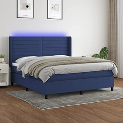 Sommier à lattes,Cadre à lattes de lit pour Adulte matelas et LED Bleu 160x200 cm Tissu -MN98810