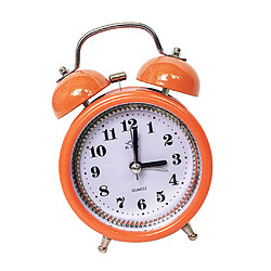 Acheter rétro cloche en métal double réveil horloges avec horloge orange clair