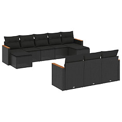 Maison Chic Salon de jardin 10 pcs avec coussins, Ensemble Tables et chaises d'extérieur noir résine tressée -GKD499482