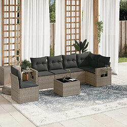 Maison Chic Salon de jardin avec coussins 7 pcs, Ensemble Tables et chaises de jardin, gris résine tressée -GKD871958