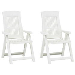 vidaXL Chaises inclinables de jardin 2 pcs Plastique Blanc