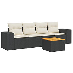 Maison Chic Salon de jardin 5 pcs avec coussins | Ensemble de Table et chaises | Mobilier d'Extérieur noir résine tressée -GKD97773