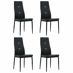 Maison Chic Lot de 4 Chaises à manger,Chaise pour cuisine noir similicuir -MN59180