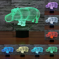 Wewoo Lampe 3D Rhino Style 7 Couleur Décoloration Creative Visual Stéréo 3D tactile Interrupteur Contrôle LED Lumière Bureau Nuit