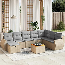 vidaXL Salon de jardin avec coussins 9pcs mélange beige résine tressée 