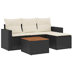 Maison Chic Salon de jardin 5 pcs avec coussins | Ensemble de Table et chaises | Mobilier d'Extérieur noir résine tressée -GKD88533