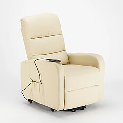 Avis LE ROI DU RELAX Fauteuil élévateur inclinable électrique avec roues en similicuir Elizabeth II, Couleur: Beige