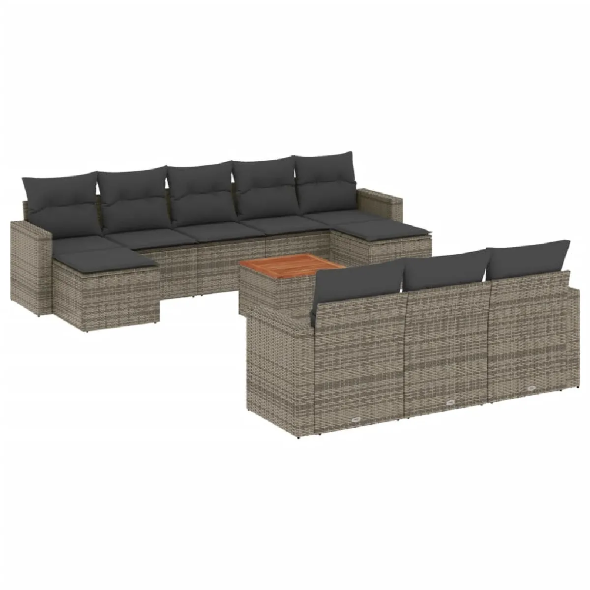 Maison Chic Salon de jardin 11 pcs avec coussins, Ensemble Tables et chaises d'extérieur gris résine tressée -GKD360223