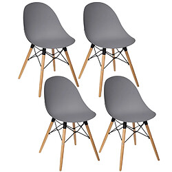 Toilinux Lot de 4 Chaises Ezra en Polypropylène - Gris Toilinux - Lot de 4 Chaises Ezra en Polypropylène - Gris - Design