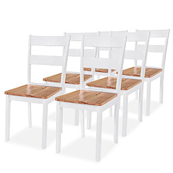 vidaXL Chaises à manger lot de 6 blanc bois d'hévéa 