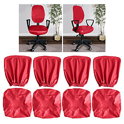 4 Pièces Stretch Imperméable à L'eau Housse De Bureau Ordinateur Chaise Rouge