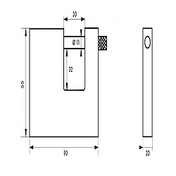 Thirard - Cadenas de sûreté LAND 90 mm avec 3 clés - 988794