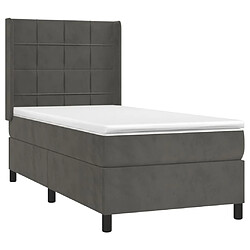 Avis Maison Chic Lit Adulte - Lit simple Lit à sommier tapissier et matelas moelleux - Meuble de Chambre - Gris foncé 90x190 cm Velours -MN46188