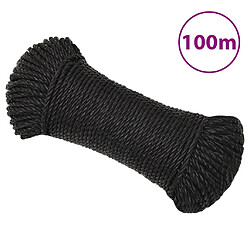 vidaXL Corde de travail Noir 3 mm 100 m polypropylène