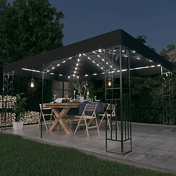 Maison Chic Tonnelle | Pergola avec double toit et lumières LED 3x4 m Anthracite -GKD77518