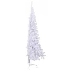 Avis vidaXL Sapin de Noël artificiel moitié avec support blanc 180 cm PVC