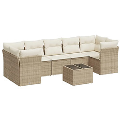 vidaXL Salon de jardin avec coussins 8 pcs beige résine tressée