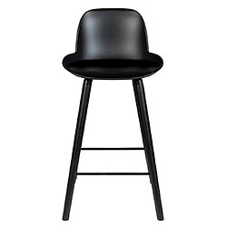 Mes Lot de 2 tabourets de bar H66 cm noir et pieds naturels - KUIP