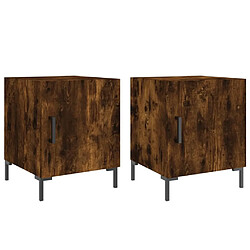 Maison Chic Lot de 2 Tables de chevet,Table de nuit,Table d'appoint pour salon chêne fumé 40x40x50 cm bois d'ingénierie -MN78041