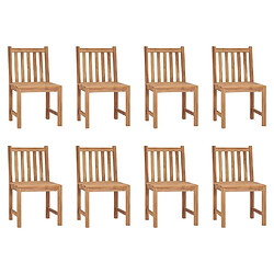 Maison Chic Lot de 8 Chaises de jardin,Fauteuil d'extérieur avec coussins Bois de teck massif -MN16336