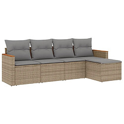 Maison Chic Ensemble à manger d'extérieur 5 pcs avec coussins,Salon de jardin,Mobilier de jardin mélange beige résine tressée -GKD688138