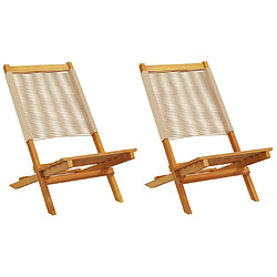 vidaXL Chaises de jardin lot de 2 beige bois d'acacia et polypropylène 