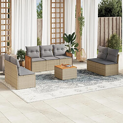 vidaXL Salon de jardin avec coussins 8 pcs beige résine tressée 