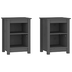 Maison Chic Lot de 2 Tables de chevet - Tables de Nuit Gris 40x35x55 cm Bois de pin solide