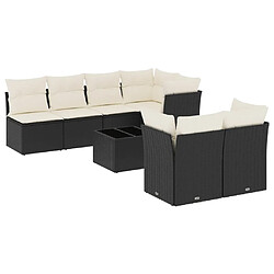 vidaXL Salon de jardin 8 pcs avec coussins noir résine tressée