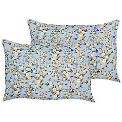 Beliani Lot de 2 coussins d'extérieur à motif floral bleus 40 x 60 cm VALLORIA 