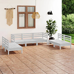 vidaXL Salon de jardin 7 pcs Blanc Bois de pin massif