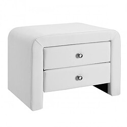 Meubler Design Table Chevet Design En Simili Cuir Eva - Blanc