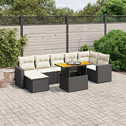 vidaXL Salon de jardin 8 pcs avec coussins noir résine tressée