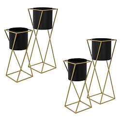 ML-Design Supports à fleurs set de 4 en acier Pot de fleurs Support de plantes Colonne de 