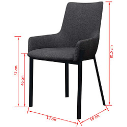 vidaXL Chaises à manger lot de 2 gris foncé tissu pas cher