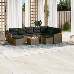 Maison Chic Salon de jardin avec coussins 10 pcs, Ensemble Tables et chaises de jardin, gris résine tressée -GKD463214