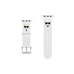 Karl Lagerfeld Bracelet pour Apple Watch 38/40/41mm Karl et Choupette en Silicone Blanc