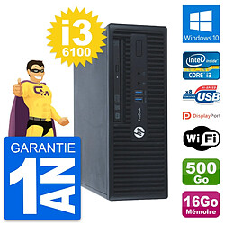 PC HP ProDesk 400 G3 SFF Intel i3-6100 RAM 16Go Disque 500Go Windows 10 Wifi - Occasion