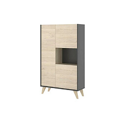 Acheter Vente-Unique Buffet haut KOLYMA - 3 portes & 1 niche - Coloris : Chêne & Anthracite