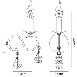 Avis Luminaire Center Applique murale Torino avec interrupteur 1 Ampoule doré/cristal