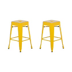 Beliani Tabouret de bar Set de 2 Métal Jaune CABRILLO