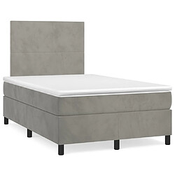 vidaXL Sommier à lattes de lit et matelas Gris clair 120x200cm Velours