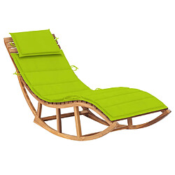 Helloshop26 Transat chaise longue bain de soleil lit de jardin terrasse meuble d'extérieur à bascule avec coussin bois de teck solide 02_0012956