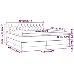 vidaXL Sommier à lattes de lit et matelas Gris foncé 160x200cm Velours pas cher