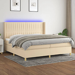 vidaXL Sommier à lattes de lit matelas et LED Crème 200x200 cm Tissu