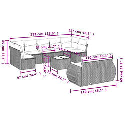 Acheter vidaXL Salon de jardin avec coussins 10 pcs beige résine tressée